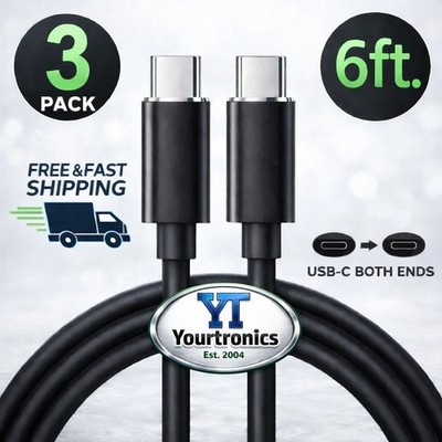 3 Pack 6FT USB-C to USB-C Cable Fast Charge Type C Charging Cord Quick Charger