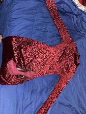 Fashion Nova Burgundy Velvet Bodycon Mini open back -Neck Long Sleeve Stretch L