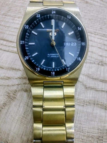 Vintage Seiko 5 Automatic 7009-3161 Gold Tone Military Dial Men's Watch |Japan