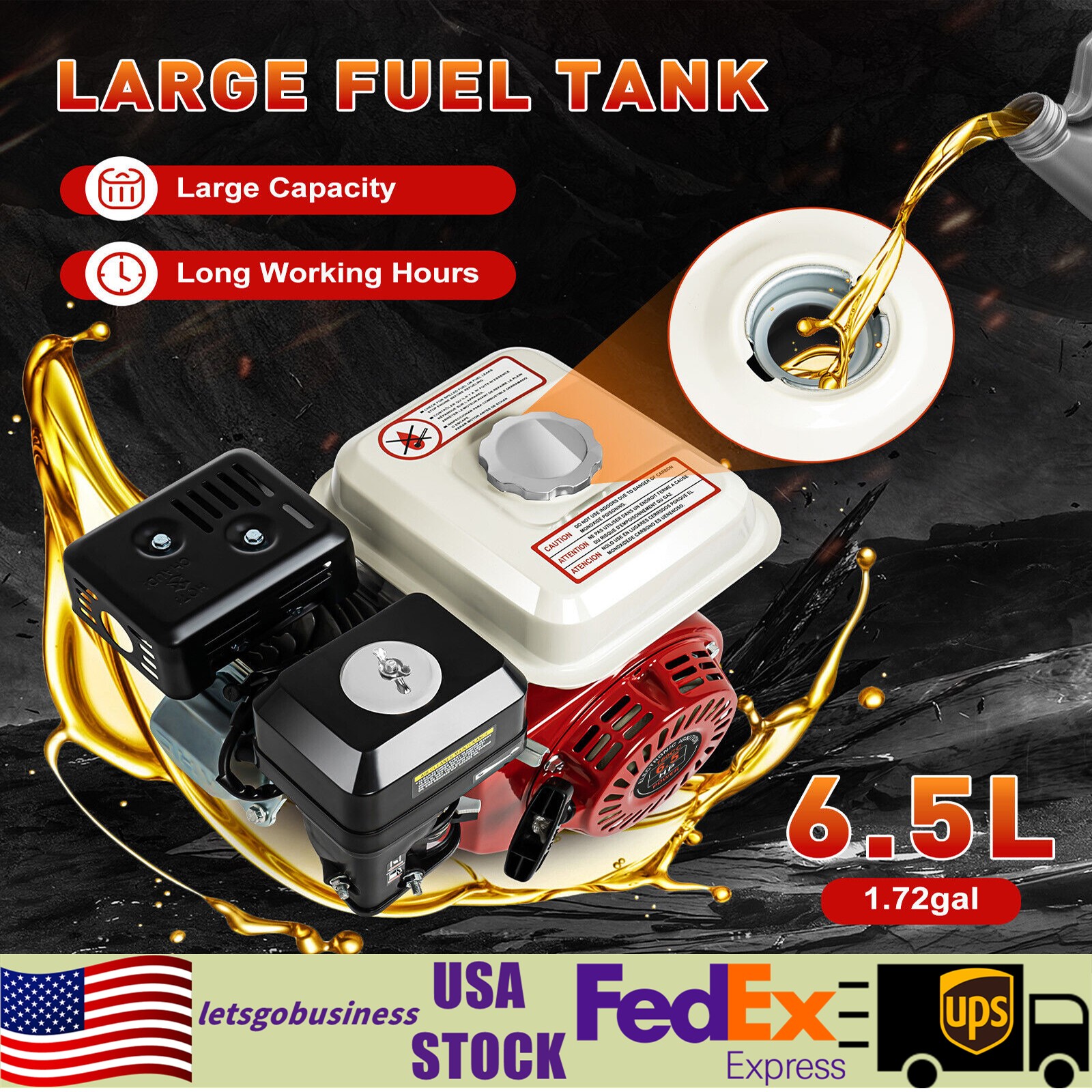 4 Stroke 6.5HP Gas Power Air Cooled Engine Motor For Honda Gx160 5KW Pull Start