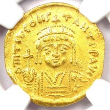 Tiberius II Constantine Gold AV Solidus Coin 578-582 AD - Certified NGC MS (UNC)
