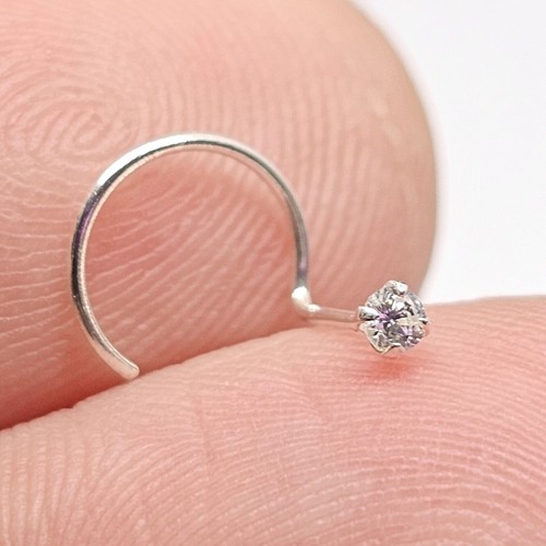 Borchia naso 2 mm rotonda zirconi trasparenti 22 g (0,6 mm) argento 925... - Foto 7 di 12