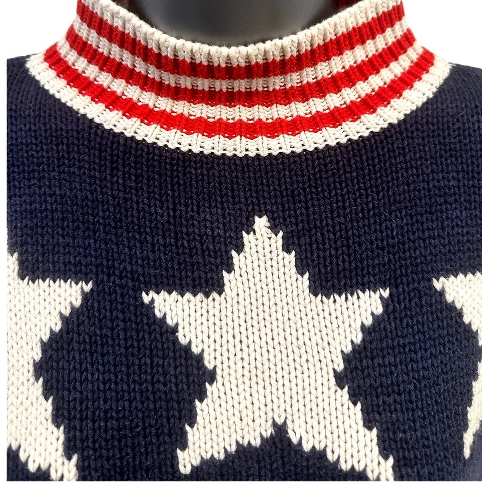 Perry Ellis Vintage 1980s American Flag Intarsia Knit Evil Knievel Levis Sweater - Image 2 of 4