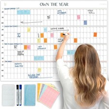 Own the Year GIANT UNDATED Wall Calendar  4ft x 3ft Full-Year Dry Erase Plan...