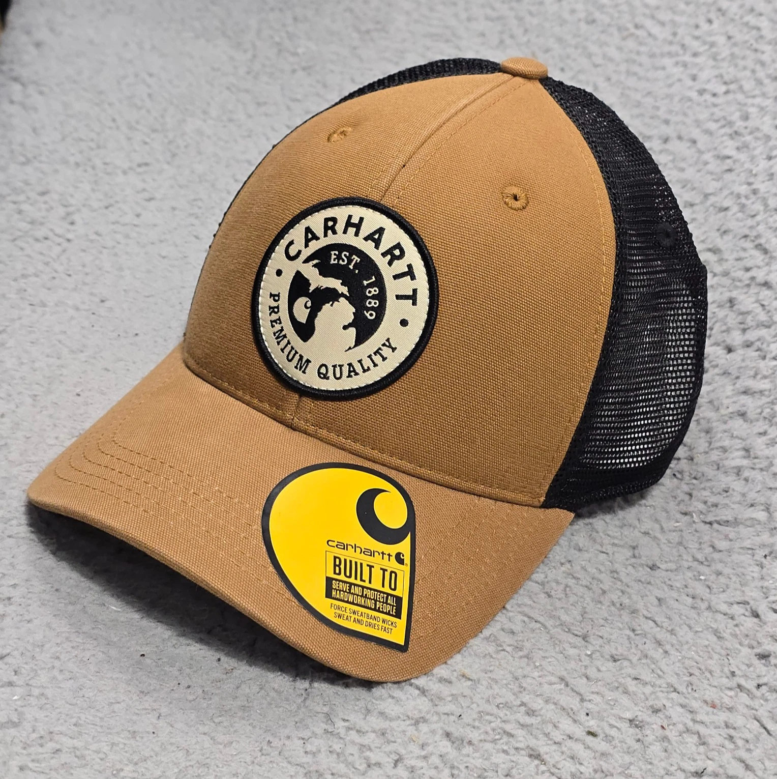 Carhartt Hat Cap Snap Back Brown Black Mens Trucker Outdoor Michigan Mesh NWT