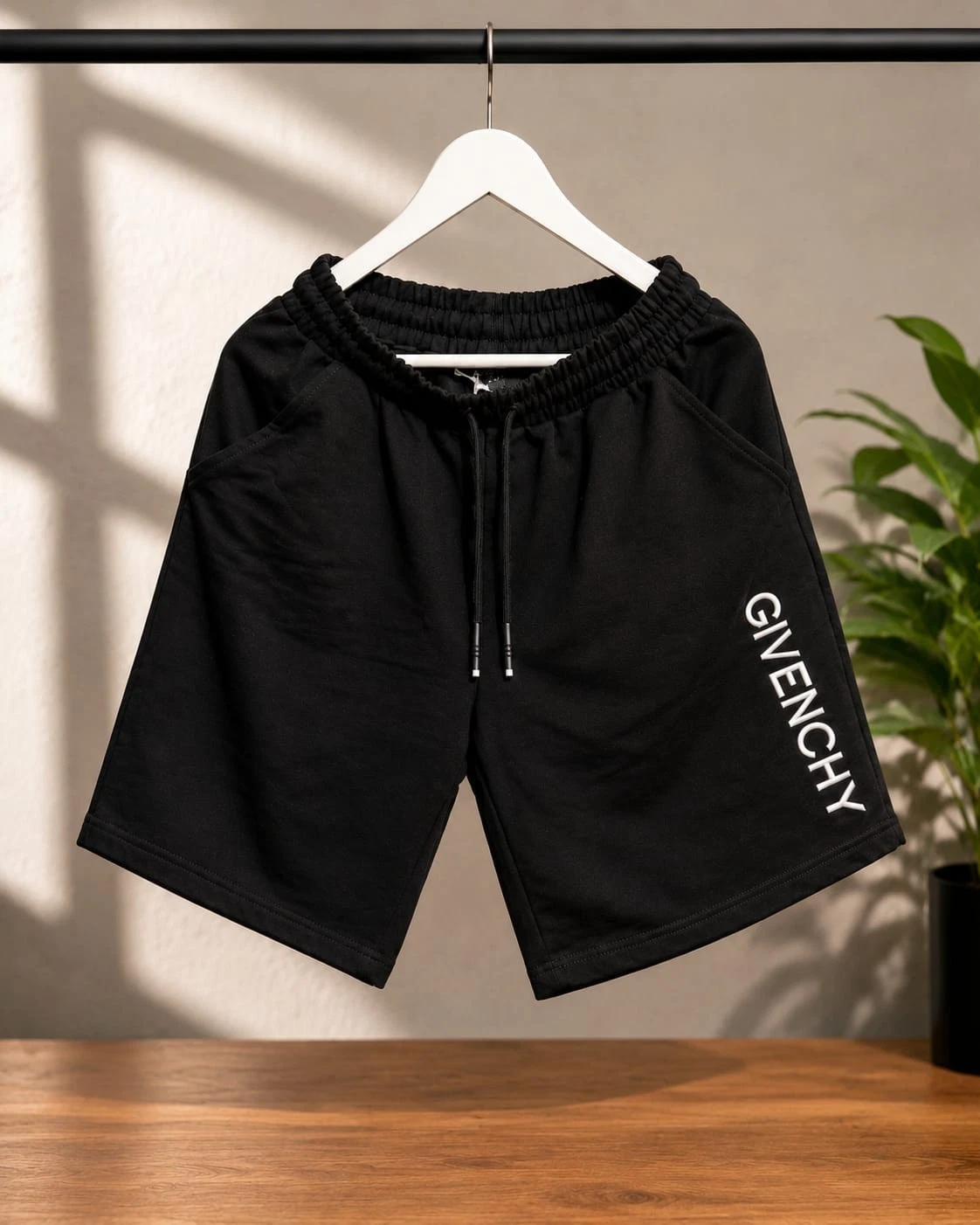 Givenchy Black Sweat Shorts Embroidered Logo Men's Size XXL Luxury Designer