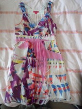 Monsoon FUSION floaty size 12 V-neck Multi Colour Summer Dress