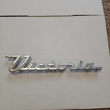 Vintage Ford Victoria Emblem Script Badge – Chrome OEM Trim – Classic Car Part
