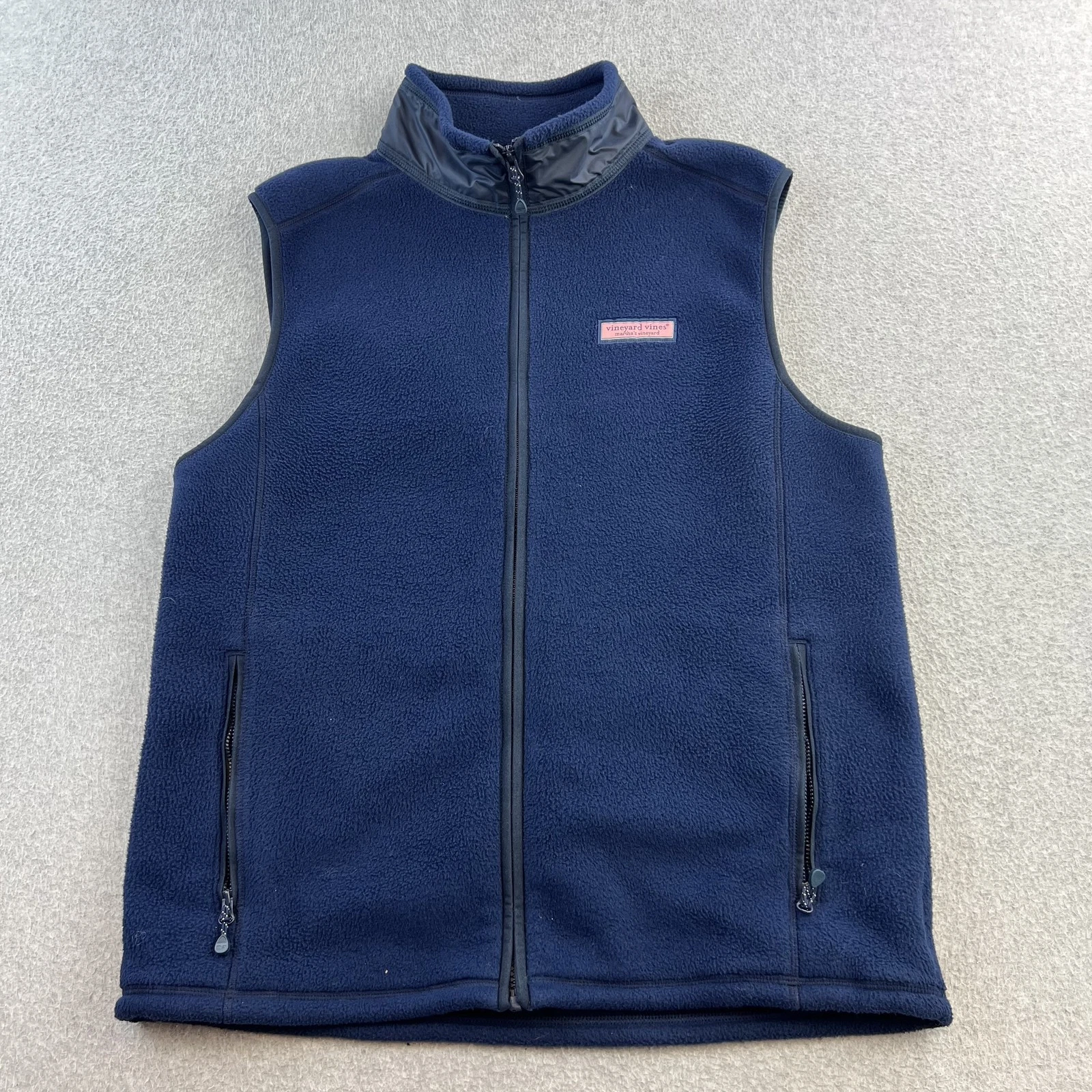 Vineyard Vines Vest Mens Medium Blue Fleece Full Zip Sleeveless Outdoors Pockets