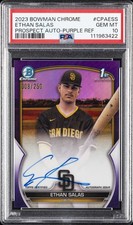 2023 BOWMAN CHROME PRSPCT AUTOS PURPLE REFRACTOR ETHAN SALAS 8/250 PSA 10 AUTO