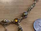 VNTAGE ANTIQUE FESTOON DANGLE FRINGE BEZZLE SET CITRINE AMBER GLASS NECKLACE — photo 8