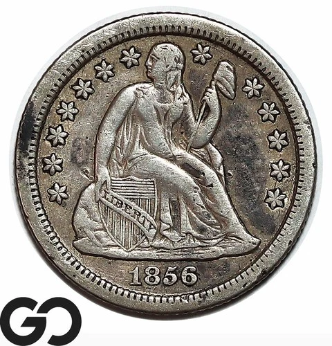 1856-O Seated Liberty Dime, Scarce New Orleans Mint Issue
