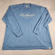 Carhartt Shirt Mens 4XL Blue Long Sleeve Crew Neck Relaxed Fit Work Wear