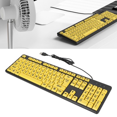 104 Keys Large Print Computer Keyboard USB Wired Keyboard For Students Elder Fit
