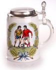 Bierkrug für Fußballer mit Zinndeckel, Porzellankrug- Gravurfähig