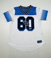 Tennessee Titans Jersey Youth Large White Blue NFL Football Mesh Est 1960 V Neck