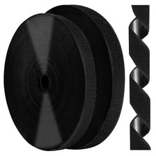 0.75 Inch x 82 Feet Black Self Adhesive Hook and Loop Tape Sticky Back Fasten...