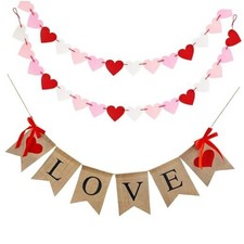 Valentines Decor, Valentines Decorations Black Love Banner Red Heart Banner