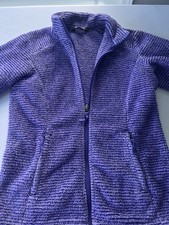 The North Face Girls' Purple Fleece Zip-Up Jacket Size Large 14-16 zip pockets