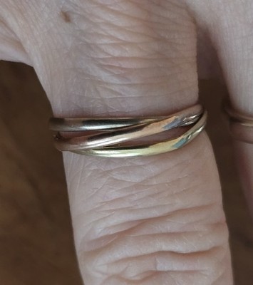 Trinity Dreifach Ring 333 8K Tricolor-Gold Gelbgold Rosegold Weißgold