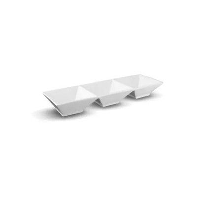 Bright White 9'' x 9'' Porcelain 3 Compartment Bowl Platter
