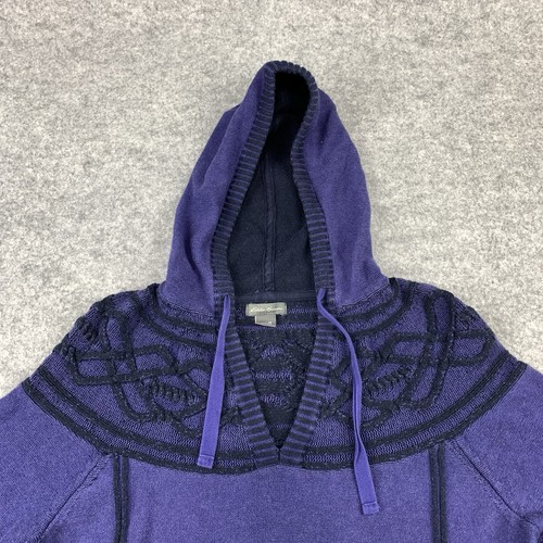 Eddie Bauer Women's Size Medium Purple Hooded Sweater Embroidered Cotton Blend - Picture 2 of 9