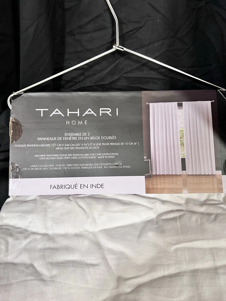 2 cortinas cortinas painéis de janela forradas de linho marfim belga Tahari 50x96 - Imagem 2 de 4