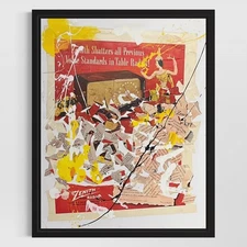 Original Mixed Media Abstract Art Collage Painting 11x14 1950's Zenith Radio Ad