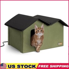 Heated Outdoor Cat House Insulated Weatherproof Cat Shelter Multi-Use Winter