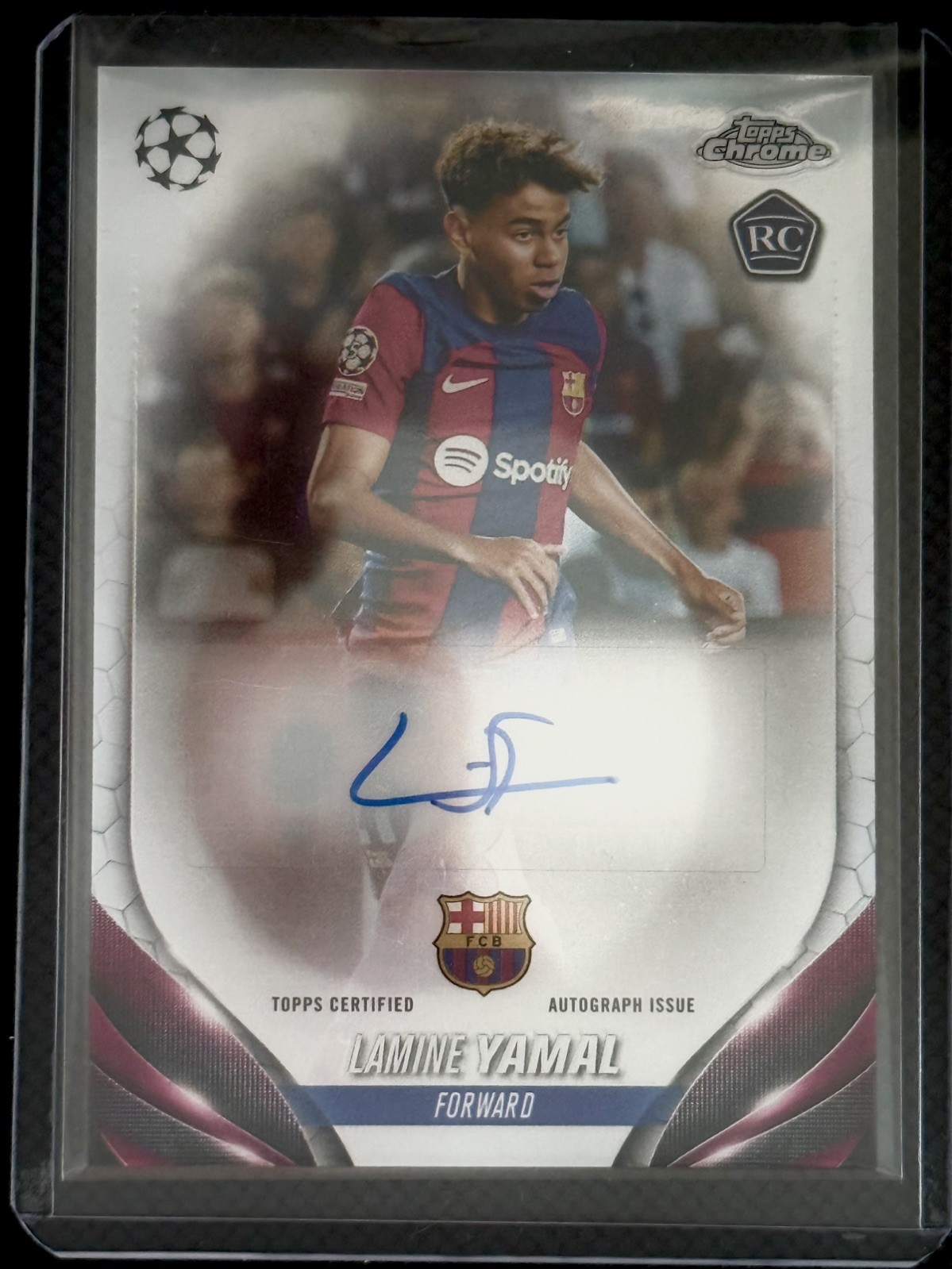 Lamine Yamal RC Auto 2023-24 Topps Chrome UEFA Club Competitions CA-LY view 1