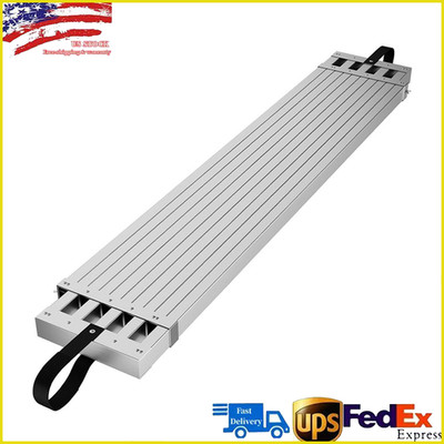 8-13ft Aluminum Telescoping Plank 440lbs W/ Skid-Proof Adjustable Work Platform