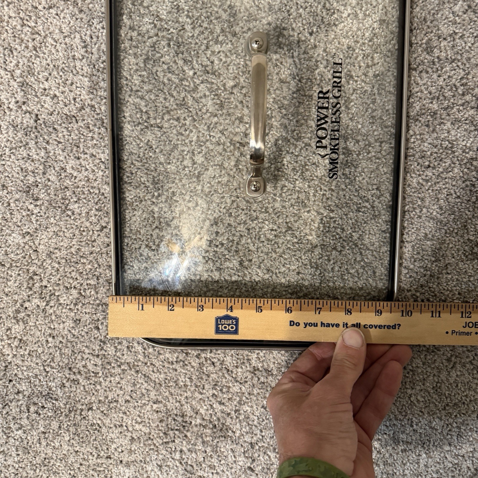 Power Smokeless Grill Replacement Glass Lid, Handle & Hinge For PG-1500