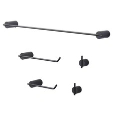 5-Piece Bath Hardware Set with Towel Bar/Rack Towel/Robe Hook Toilet Paper Holde