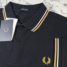 Image of FRED PERRY Mens Navy Blue Twin Tipped Polo Shirt SIZE XL M3600 W53 BNWT