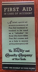 Vintage 1942 WWII First Aid Pocket Booklet Fidelity Casualty Co Pressure Points