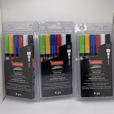 Lot Of 3 Premium Fine Tip Oil-Based Paint Pens by Craft Smart 6ct 621358 NEW