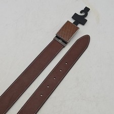 Vince Camuto Belt Brown Syn Leather Mens 36 Nickel Textured Buckle New