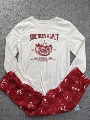 Cat & Jack Boys Youth XL 14 Red Long Sleeve Christmas Santa Pajama Set