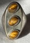 Vintage Taxco Mexico Tigers Eye Cabochon Sterling Silver Ring Sz10 Modern MCM — photo 3