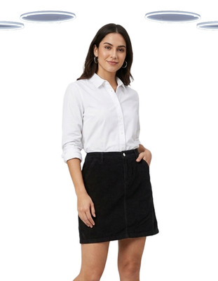 Ex Fat Face Women's Mini Skirt -  Cara Corduroy Black (Defect) (Size 6)