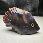 Natural Crystal Mineral Specimen. PURPLE AGATE. Hand-carved Fish.Gift.BN