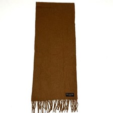 Vtg Camel Hair Scarf Unisex OS Brown Fringe Made in USA Luxury Minimalist Soft