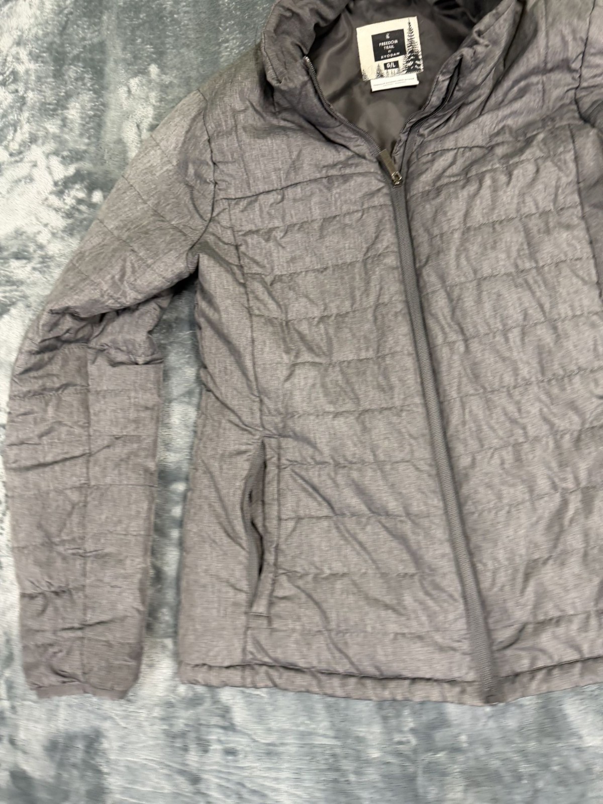 Freedom Trail Kyodan Womens Gray Puffer Jacket Zipper Pockets L image 3