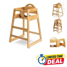 Wooden High Chair Baby Toddler Solid Hardwood Stackable Natural 30 Inch