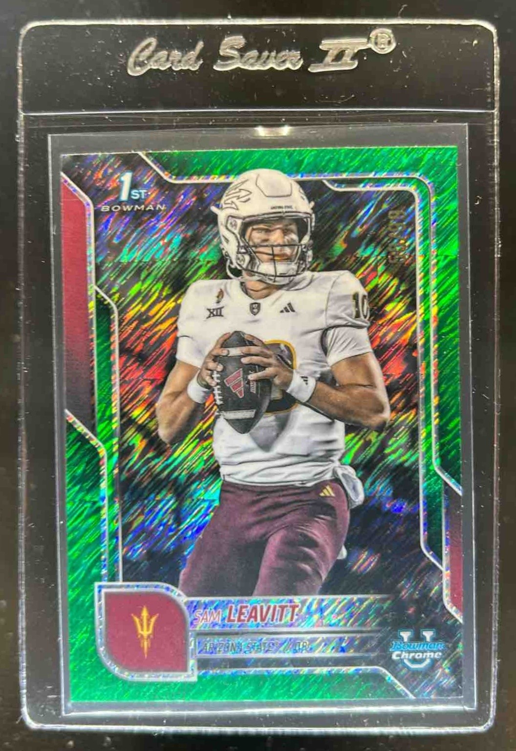 2025 Bowman Chrome U Sam Leavitt Green Shimmer Refractor 1st #/99