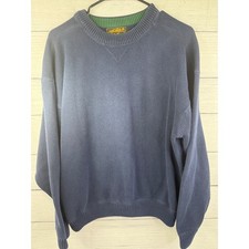 Vintage Eddie Bauer Mens Pullover Sweater Navy Blue 100 Cotton Crew Neck Size L