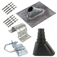 Satelliten Dach Montage Set SAT Bleipfanne Mastfuß Mastschelle Tülle Schrauben