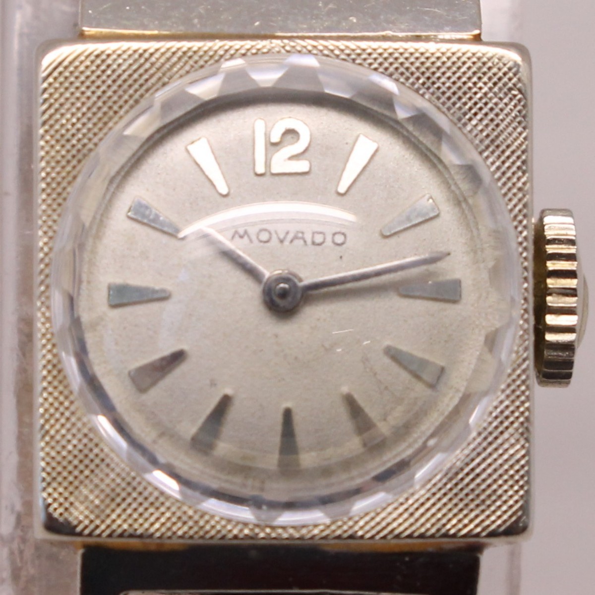 Vintage Movado Womens Watch 14k Gold Black Leather Band Mechanical