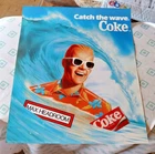 Vintage 1986 Max Headroom Coke Coca-Cola 14x17 Poster Catch The Wave NOS Ocean
