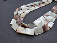 Natural Mother of Pearl Rectangle MOP Flat Tab Iridescent White Shell 13x18 Bead